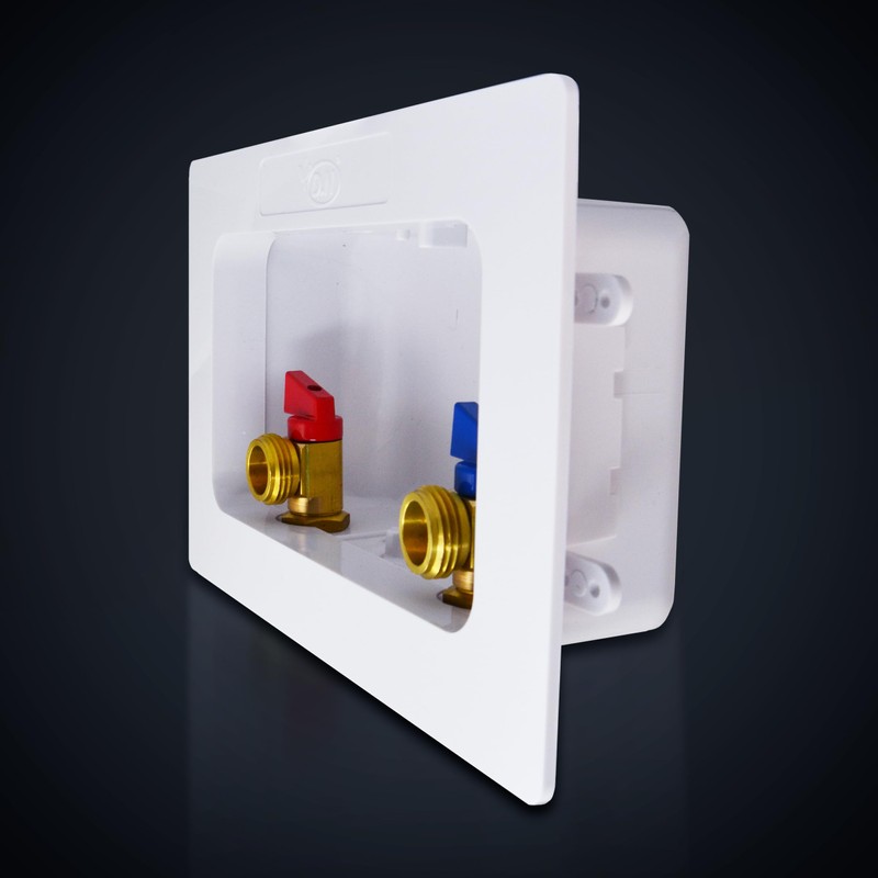 D.N. Washing Machine Outlet Box with Valves Dual Drain PEX