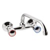 Wall Mounted Chrome Washbasin Sink Mixer Tap Round Headed 20cm