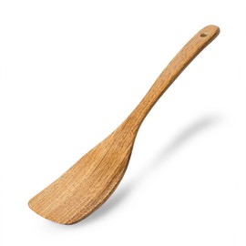 Hefild Curved Wooden Spatula for Cooking, 12.5inch Wood Turner for Frying, Non-Scratch Wood Flat Spurtle for Pan & Wok, Acacia Wooden Cooking Utensils for Non Stick Cookware, Long Handle Scraper