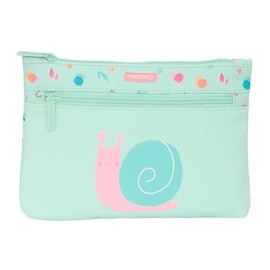 Safta Preschool Snail - Large School Pencil Case Double Zip, Children's Pencil Case, Comfortable and Versatile, Easy Cleaning, 23 x 3 x 16 cm, Light Turquoise, Light Turquoise, light turquoise, Casual
