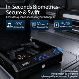 VORanexs gun safe，with 3 Quick-Access Fingerprint，Passcode，Key.with LCD Display，with Pistol Safe Handgun Safe, Hand Gun Lock Box for Home Drawer Car Bedside Nightstand