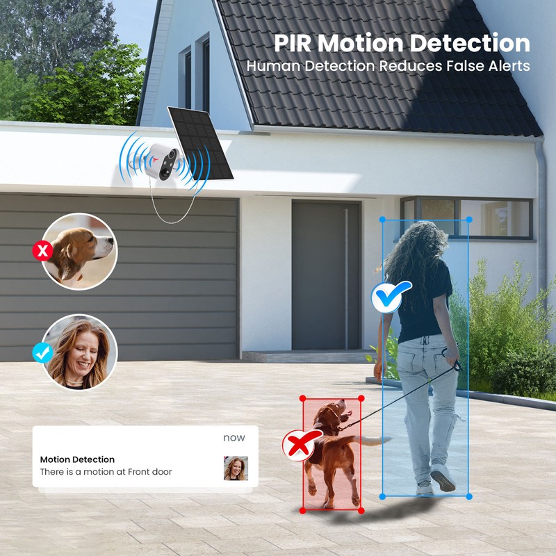 Outdoor Security Camera WiFi Battery Powered Solar Charging HD Night