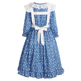 ReliBeauty Pioneer Girl Dress Colonial Prairie Costume Blue 130