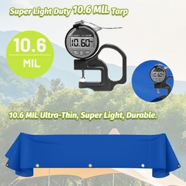 DERART 10.6 Mil Lightweight Heavy Duty PVC Tarp - Waterproof, UV Resistant & Tear Proof - with Reinforced Grommets - for Truck, Boat, Camping, RV (Blue, 10‘x12’)