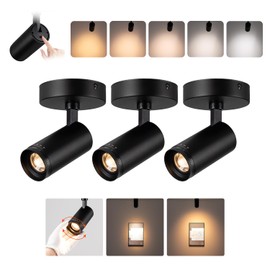mirrea 5-Color Zoomable Indoor Spot Lights,LED Ceiling Spotlight Lighting Fixtures for Room and Hallway,Accent Light for Gallery,Black Directional Lamp for Home,2700-5000K,15°-45°,CRI90+,Pack of 3