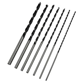 Wood Drill Bit Set Long, 7 Pieces Extra Long Spiral Drill Bit, Sturdy Shatterproof Auger Drill, Long Wood Drill Bit Formwork Drill Diameter 4, 5, 6, 7, 8, 10, 12 mm x 300 mm