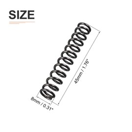 DTGN 1.2x8x45mm(DxODxL) Compression Spring - 10Pack - Good for Machinery - Spring Steel Extension Spring - Black