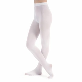 tanzmuster children's ballet tights 'Lena' with feet, super soft and durable, seamless, white, size 92-110 (3-5 years)