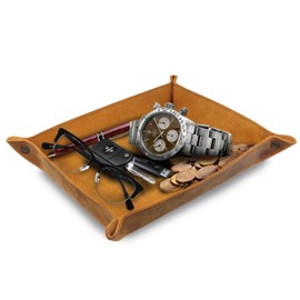 Londo - Genuine Leather Tray Organizer - Practical Storage Box for Wallets, Watches, Keys, Coins, Cell Phones and Office Equipment