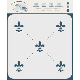 Stencil Fleur de Lis Stencil, 4.5 x 4.5 inches (S) - Allover Wallpaper Vintage French Fleur de LYS Wall Stencils for Painting Template