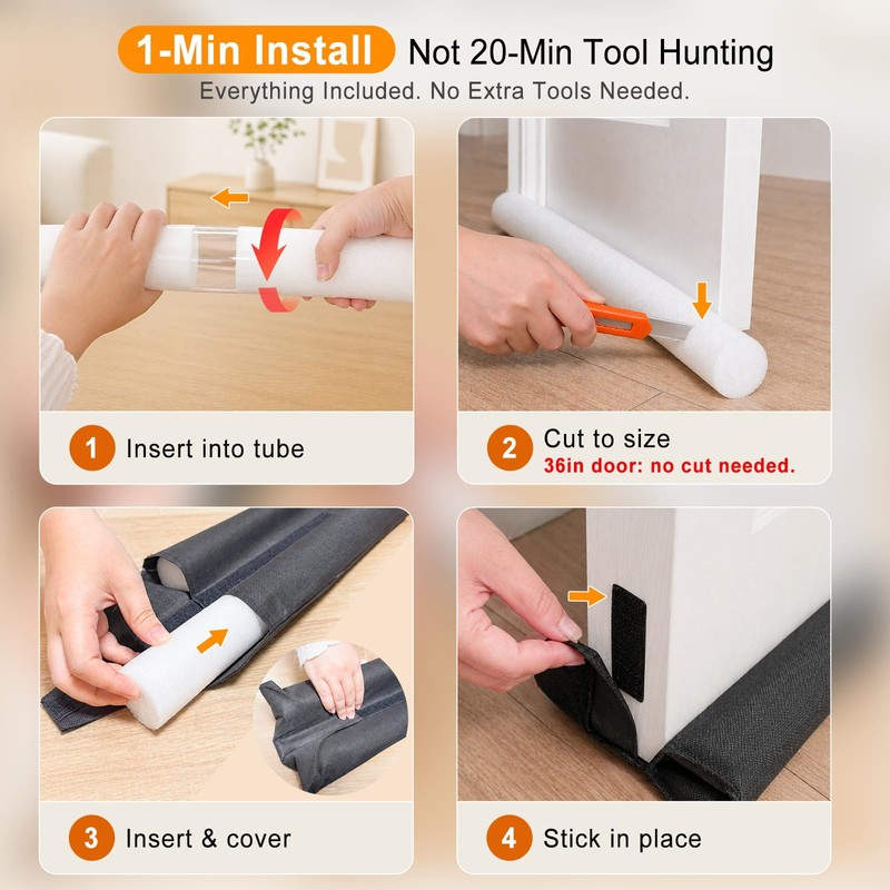 Door Draft Stopper for Bottom of Door, Under Door Draft