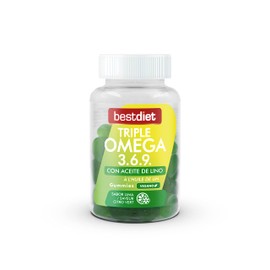 BestDiet - Gummies Triple Omega 3, 6 und 9 - Veganes Nahrungsergänzungsmittel - Gummibonbonformat - mit Pektin und Flachsöl - wohltuend für das Nervensystem - Packung mit 3 Gläsern à 132gr.