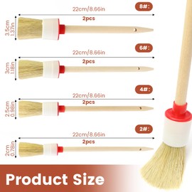 8 Pieces Wooden Stencil Brushes,Natural Bristle Stencil Brushes Set for Art Painting,4 Sizes Round Bristle Brush for Acrylic Oil Watercolor Art Painting Stencil Project DIY Craft