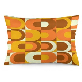 70s Pattern Retro Inustrial in Orange and Brown Tones Pillow Covers Decorative Preppy Lumbar Throw Pillowcase 12x20 Inch Couch Cushion Cover for Home Decor Living Room Bedroom College Dorm Bed Car So