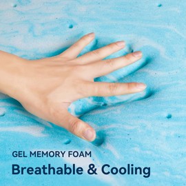 Vyfipt 3 Inch Mattress Topper Full, Gel Infused Memory Foam Mattress Topper, Ventilated Design, CertiPUR-US Certified, Blue