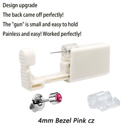 4 Pack Self Ear Piercing Gun, Disposable Self Ear Piercing Gun Kit with Earring Studs Safety Ear Piercing Gun Kit Tool (Pink)