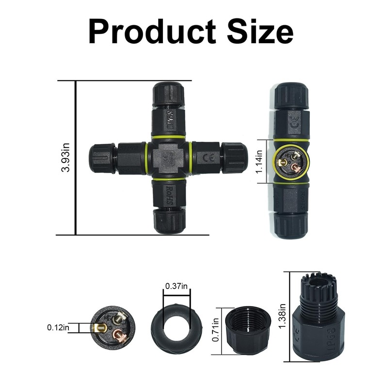 4 Way 3pin Junction Box IP68 Waterproof Power Cable Connector