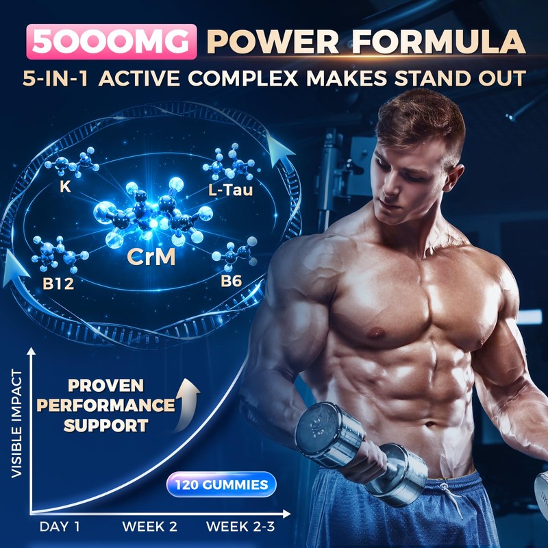 Creatine Monohydrate Gummies Complex 5000MG, 6X Energy & Muscle Support