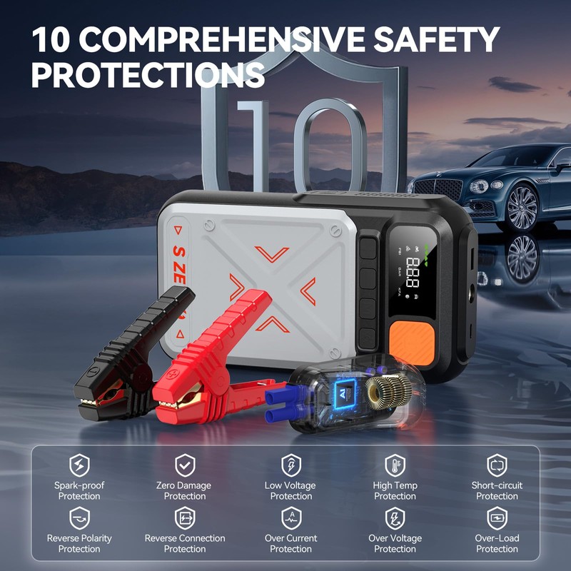 B29L 10 in 1 Car Jump Starter with Air Compressor,