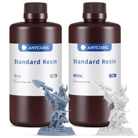 ANYCUBIC 3D Printer Resin, 405nm SLA UV-Curing Resin with High Precision and Quick Curing & Excellent Fluidity for LCD 3D Printing (Grey+White, 2kg)