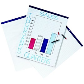 School Smart - 1467044 Cross-Ruled Easel Pad, 27 x 34 Inches, White, 50 Sheets, Pack of 4