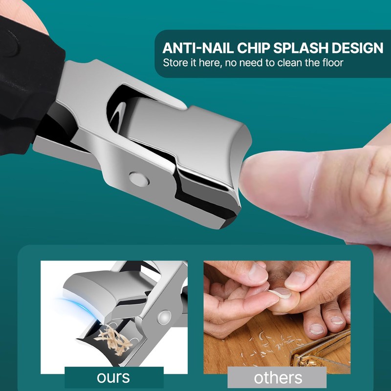 YUDANSI Black Large Mouth Nail Clippers with Nail File -