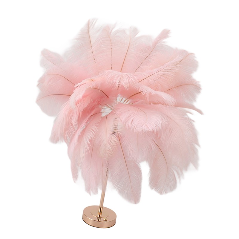 Ostrich Feather Table Lamp Rechargeable Modern Romantic Decoration Lamp Bedroom