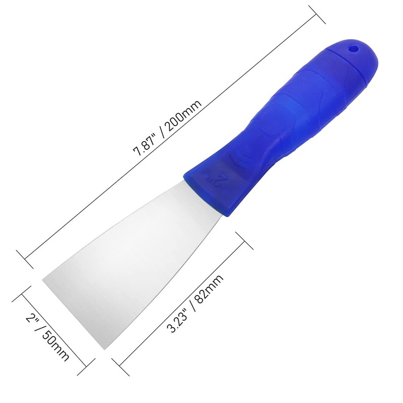 Putty Knife, 2 PCS 2 Inch Carbon Steel Scraper, Plastic