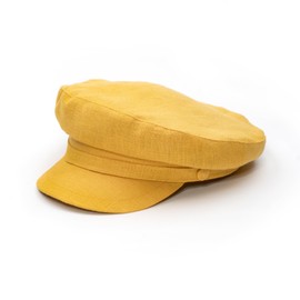 Sterkowski Modelo Pireus | Gorra bretona 100% lino para hombres y mujeres | Gorra tradicional Airy Sailor, Amarillo, 6 7/8