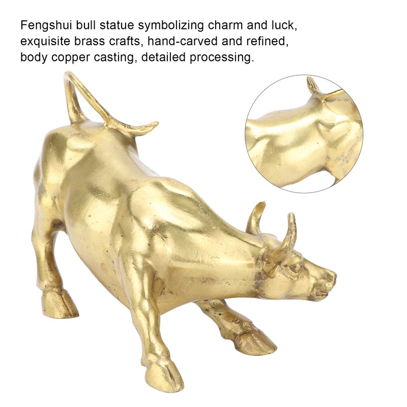 Wall Street Copper Bull Brass Animal Statue Artwork Desktop Decoration