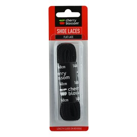 Cherry Blossom Footwear Flat Shoelaces, Black, 140 UK