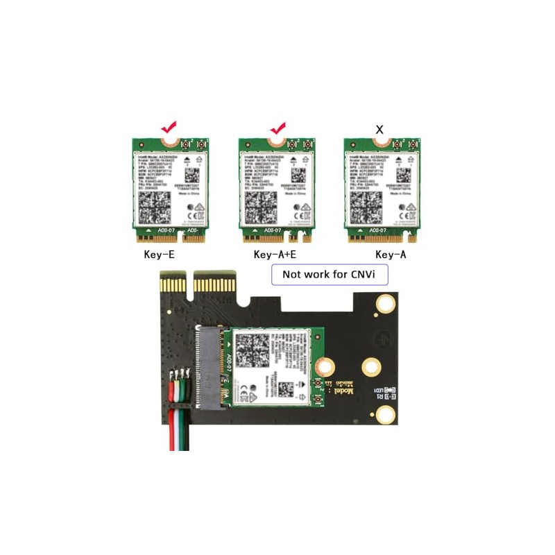 Tarjeta WiFi inalámbrica NGFF A/E-Key a PCI-E Express 1x adaptador