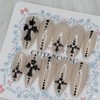 Champagne Cross Handmade Nail Tips - Oval S / 샴페인