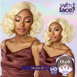 Sensationnel What Lace 13X6 Wigs - Talisa 12 Inch Human Hair Blend Lacefrontal Glueless Synthetic With Natural Density Preplucked Hairline (COLORMELTHAZEL)
