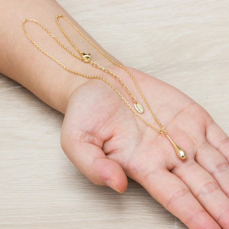 Philip Jones Gold Plated Teardrop Necklace