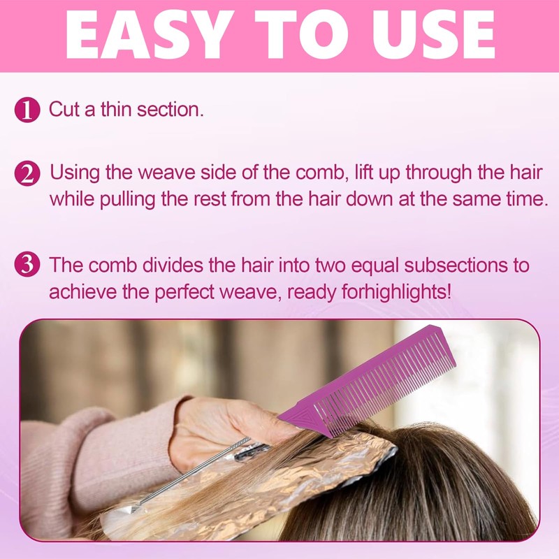 3 Pieces Highlight Comb, 3 Sizes Hair Dye Comb, Long