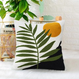 Pyonic Boho Abstract Throw Pillows,18x18 Bohemian Mid-Century Decorative Throw Pillow Covers,Modern Aesthetic Square Cushion Cover for Sofa Bedroom Living Room（Only 1Pcs Pillow Covers）