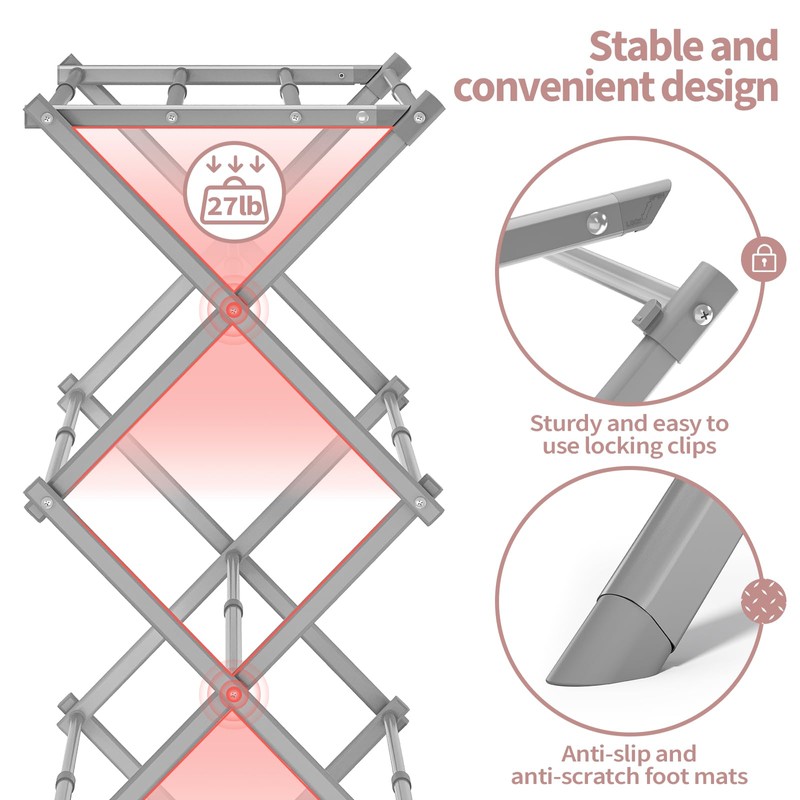 APEXCHASER Clothes Drying Rack, 3-Tier Laundry Drying Rack for Clothes,