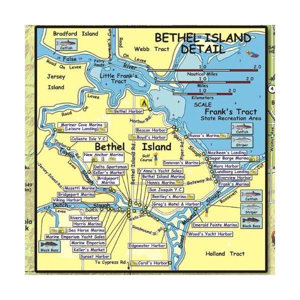 Franko Maps California Delta Waterway Map - Full Color, Watercolor