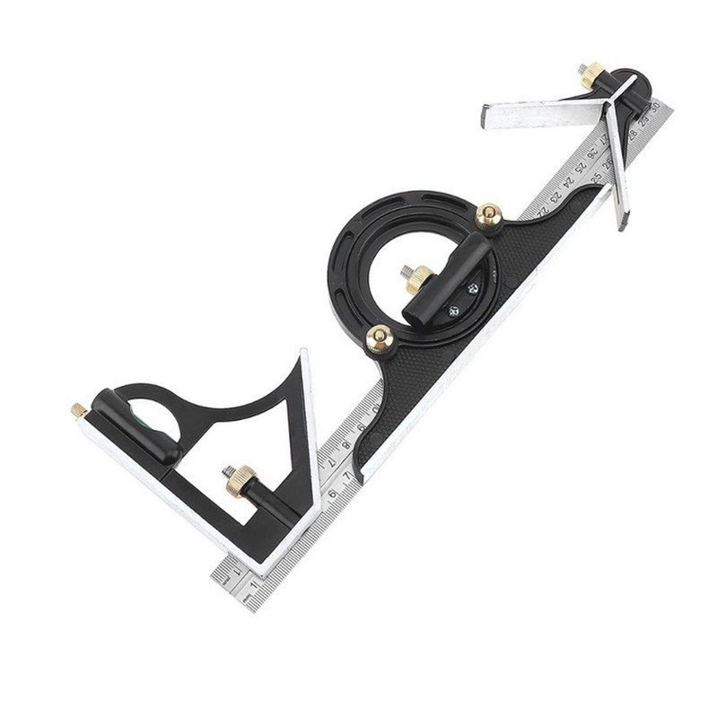 300MM Combination Square Length Depth Angle Measuring Ruler Stainless Steel