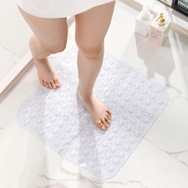 HITSLAM Non-Slip Shower Mat, 53 x 53 cm, Non-Slip Shower Mat with Suction Cups, Bath Mat, Non-Slip BPA Free, Machine Washable Bath Mat, Soft on the Feet, Non-Slip Mat, Shower, Transparent