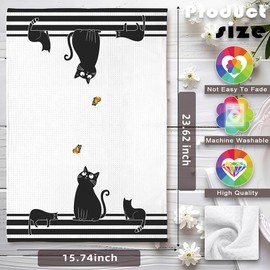 Cat Towel,Cat Kitchen Accessories,Cat Kitchen Towels,Black Cat Gifts for Women,Cat Hand Towel,Cat Dish Towels,Cat Mom Gifts,Fun Kitchen Towels,Funny Bathroom Hand Towels,Gifts for Cat Lovers for Women