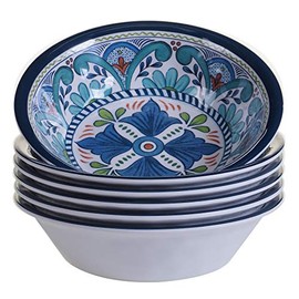 Certified International Talavera All Purpose Melamine Bowl, 7.5" x 2", Set of 6, 7.5x2 Inches, Multicolor, 14oz