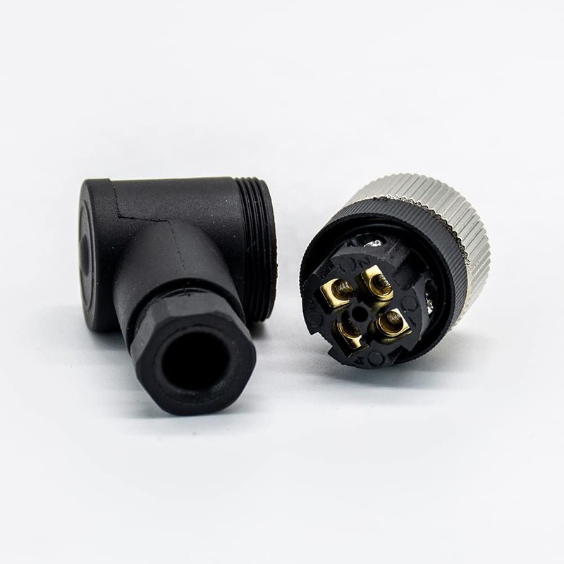 M12 Connector 4 pin Field Female Socket Right Angle Plastic
