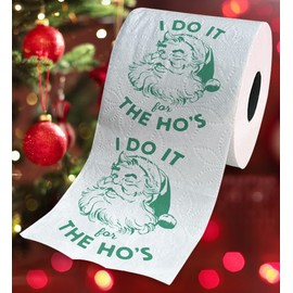 Printed TP I Do It For The Ho's Toilet Paper Gag Gift – Green Santa Claus Toilet Paper Roll, Printed Toilet Paper as Holiday Party Supplies/Decoration – Funny Gag Gifts, Favors, Stocking Stuffers