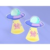 Axolotl UFO Vinyl-Aufkleber, Abduktion, extra terrestrisch, fliegende Untertasse, Tier, Kawaii,