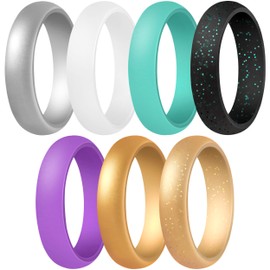 Anillos Boda Bandas de silicona 7 pack, las mujeres