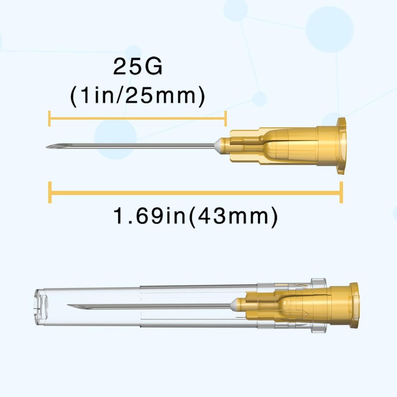 100Pack 25Ga 1 Inch Luer Lock Industrial Dispensing Accessories Supplies,
