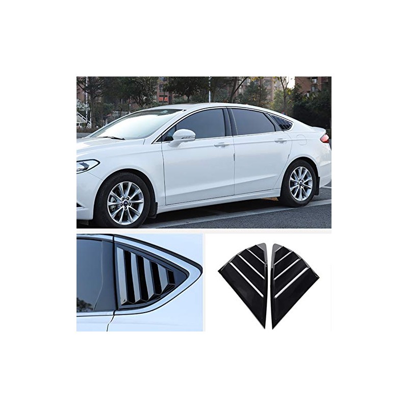 ruihe 2pc Shiny Black Rear Quarter Panel Window Side Louvers