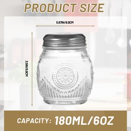 Wongblee Cheese and Pepper Shakers Set of 2, 6oz Glass Spice Shakers with Perforated and Slotted Top (Sunflower)